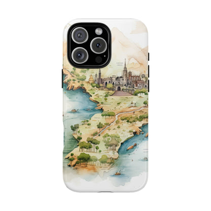 Hard Phone Case — Watercolor Fantasy Map Castle Design