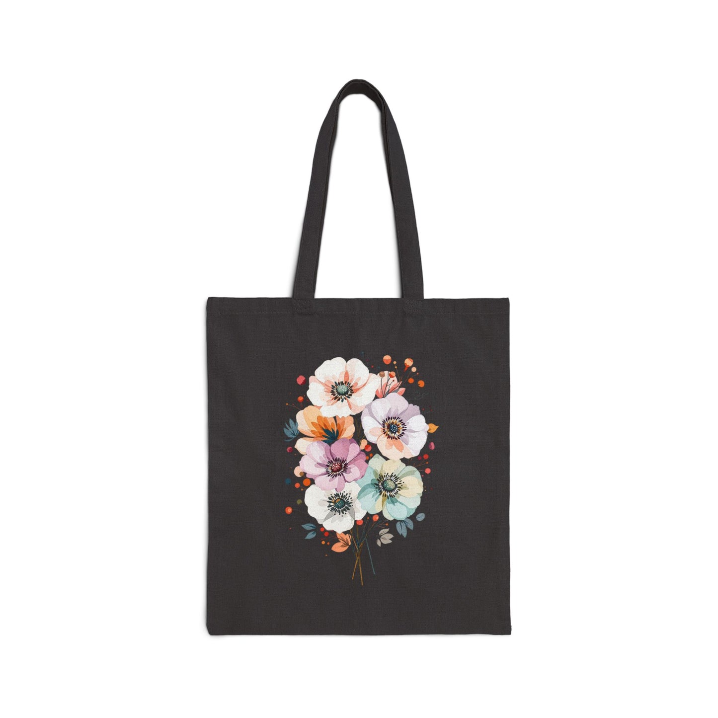 Canvas Tote Bag — Watercolor Wildflower Bouquet Print