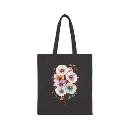 Canvas Tote Bag — Watercolor Wildflower Bouquet Print