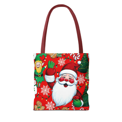 Festive Santa Tote Bag, Christmas Gift Bag, Holiday Shopping Tote, Cute Santa Bag, Merry Christmas Tote