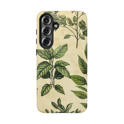 Botanical Leaves Tough Phone Case — Vintage Green Plant Print