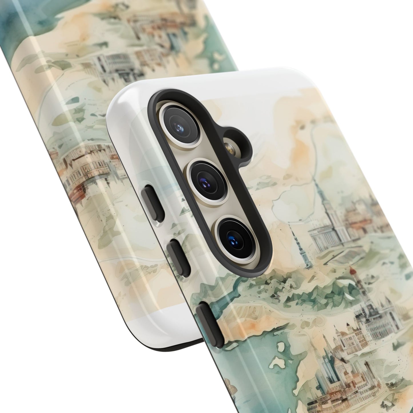 Hard Phone Case — Watercolor Fantasy Map Castle Design