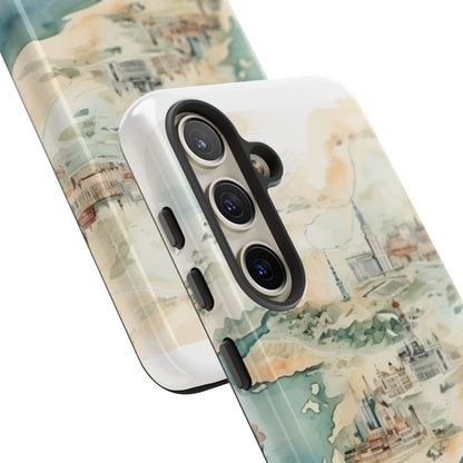 Hard Phone Case — Watercolor Fantasy Map Castle Design