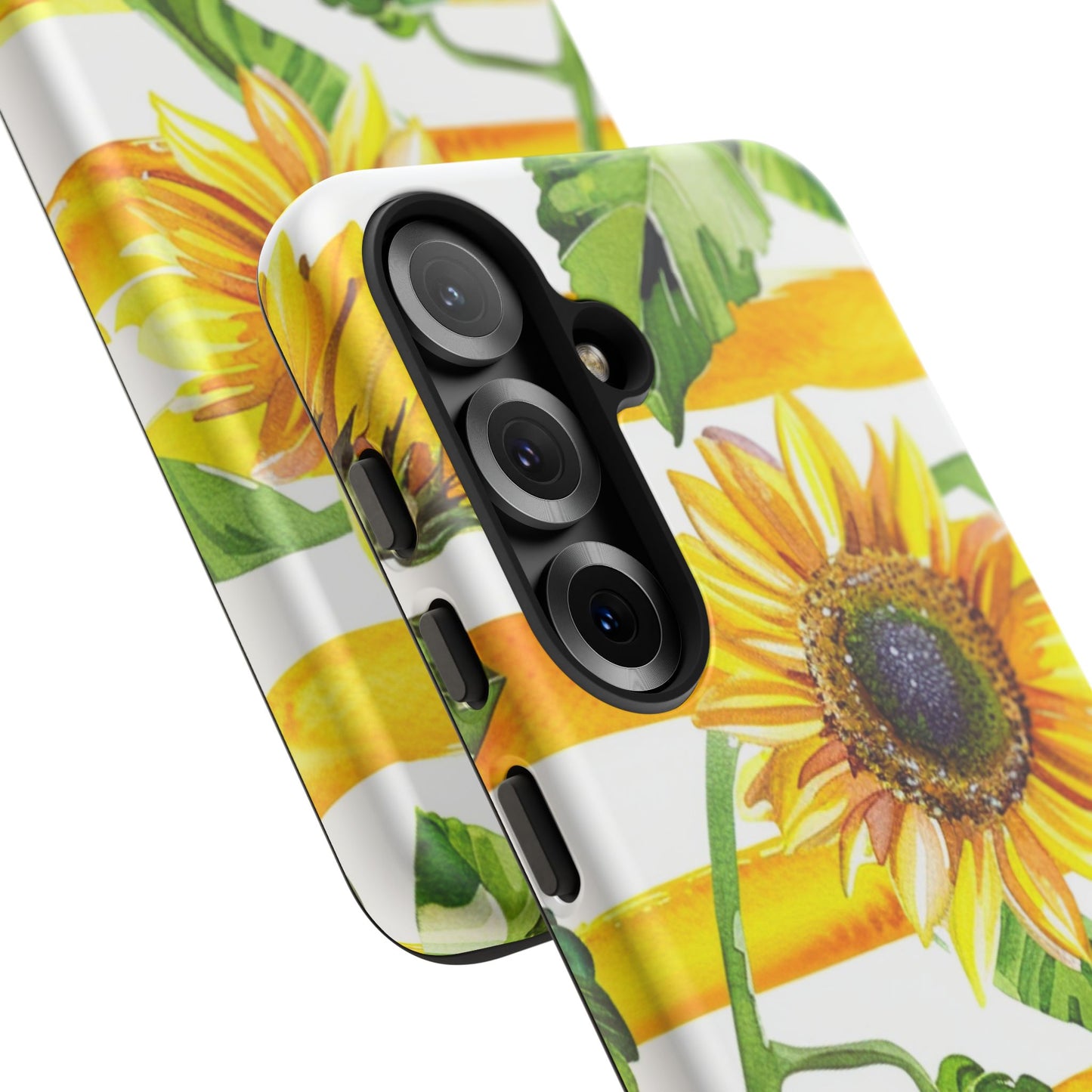 Sunflower Stripes Phone Case - Bright Floral Tough Case