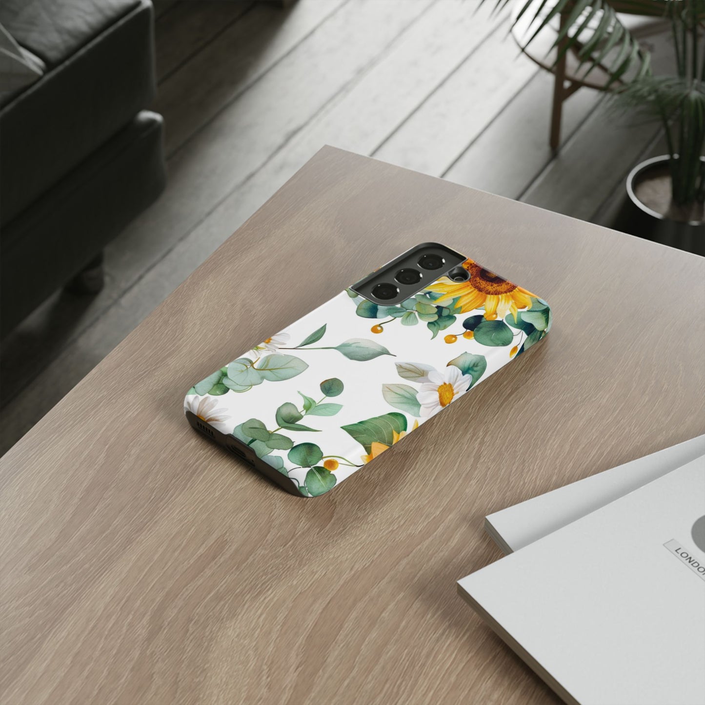 Sunflower & Eucalyptus Tough Phone Case — Protective Floral iPhone Case