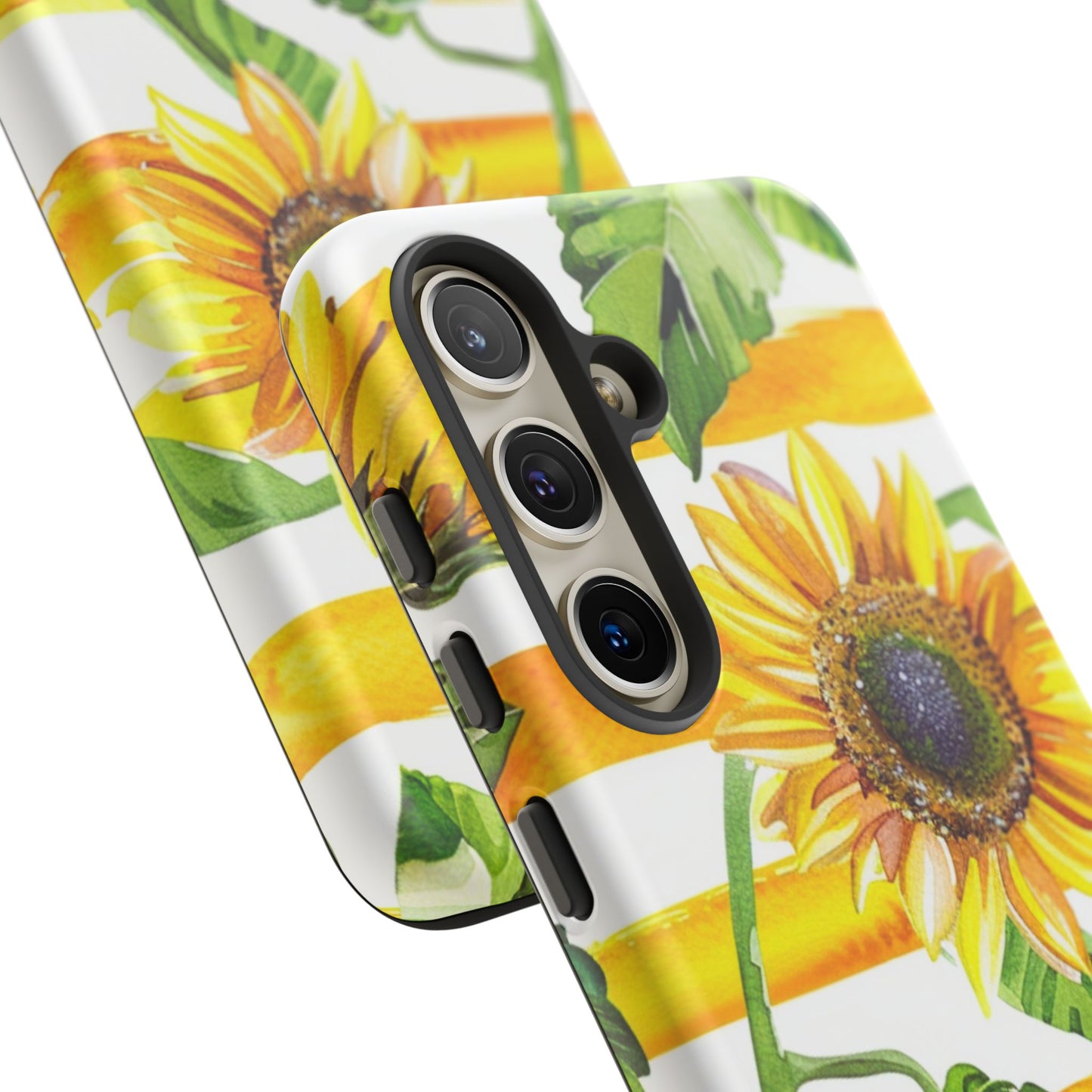 Sunflower Stripes Phone Case - Bright Floral Tough Case