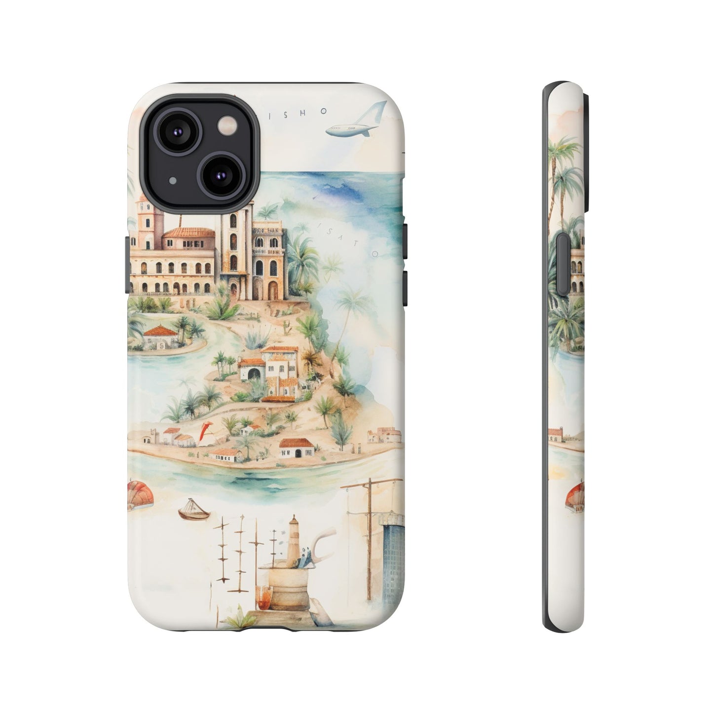 Hard Phone Case — Watercolor Fantasy Map Castle Design