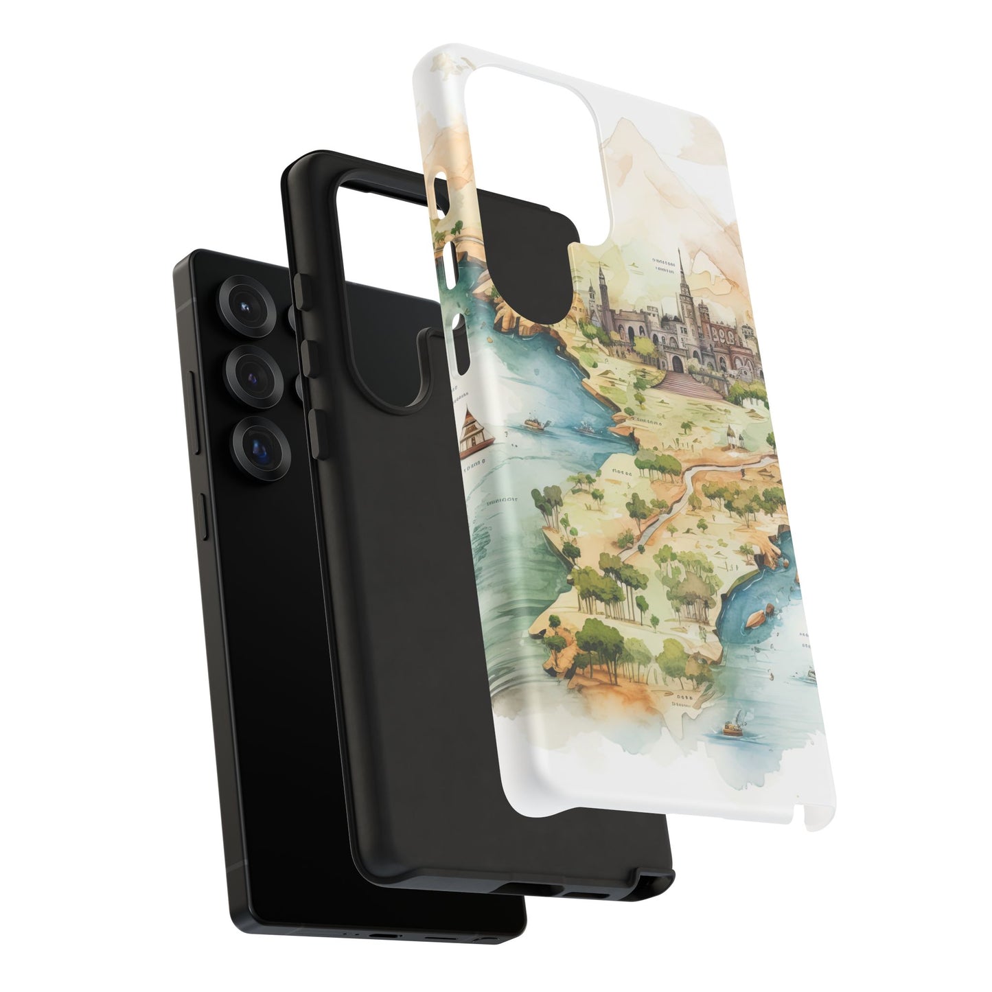 Hard Phone Case — Watercolor Fantasy Map Castle Design
