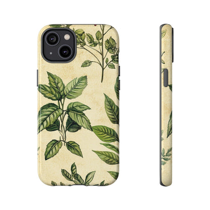 Botanical Leaves Tough Phone Case — Vintage Green Plant Print