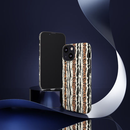 Animal Stripe Phone Case — Leopard & Zebra Pattern Tough Protective Cover,Africa Pattern .