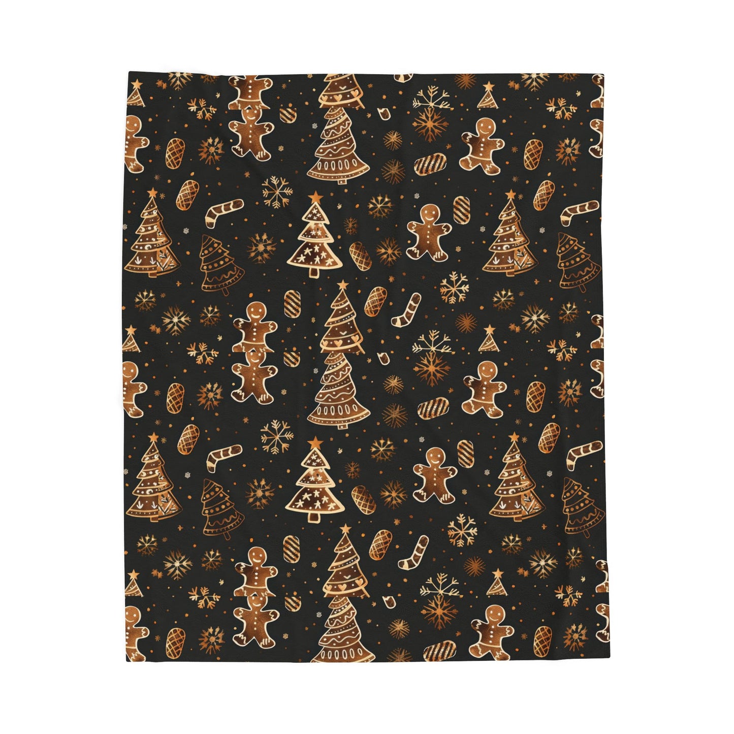 Cozy Winter Holiday Plush Blanket Black And Gold Color. A Perfect Gift For Christmas Days.