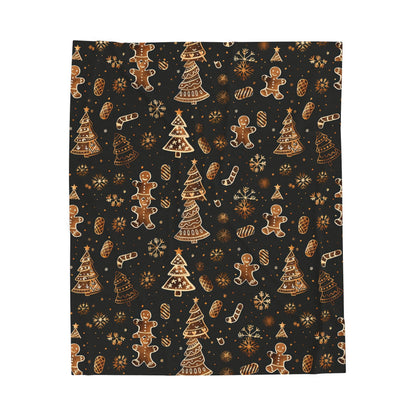 Cozy Winter Holiday Plush Blanket Black And Gold Color. A Perfect Gift For Christmas Days.