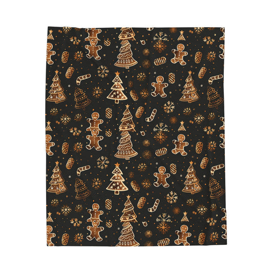 Cozy Winter Holiday Plush Blanket Black And Gold Color. A Perfect Gift For Christmas Days.