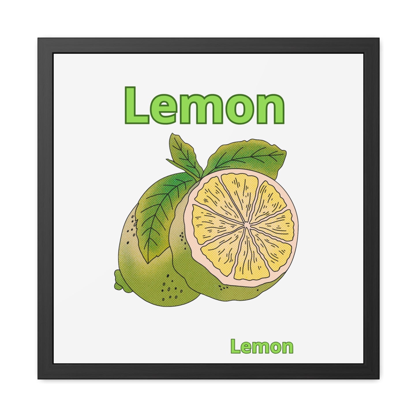 Lemon Framed Poster, Bright Home Decor, Kitchen Art, Gift for Citrus Lovers, Fresh Farmhouse Style