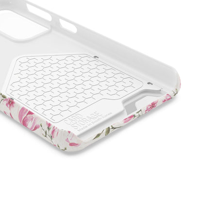 Chic Floral Phone Case with Card Holder for Princesses, Cute Floral Design, Gift for Her