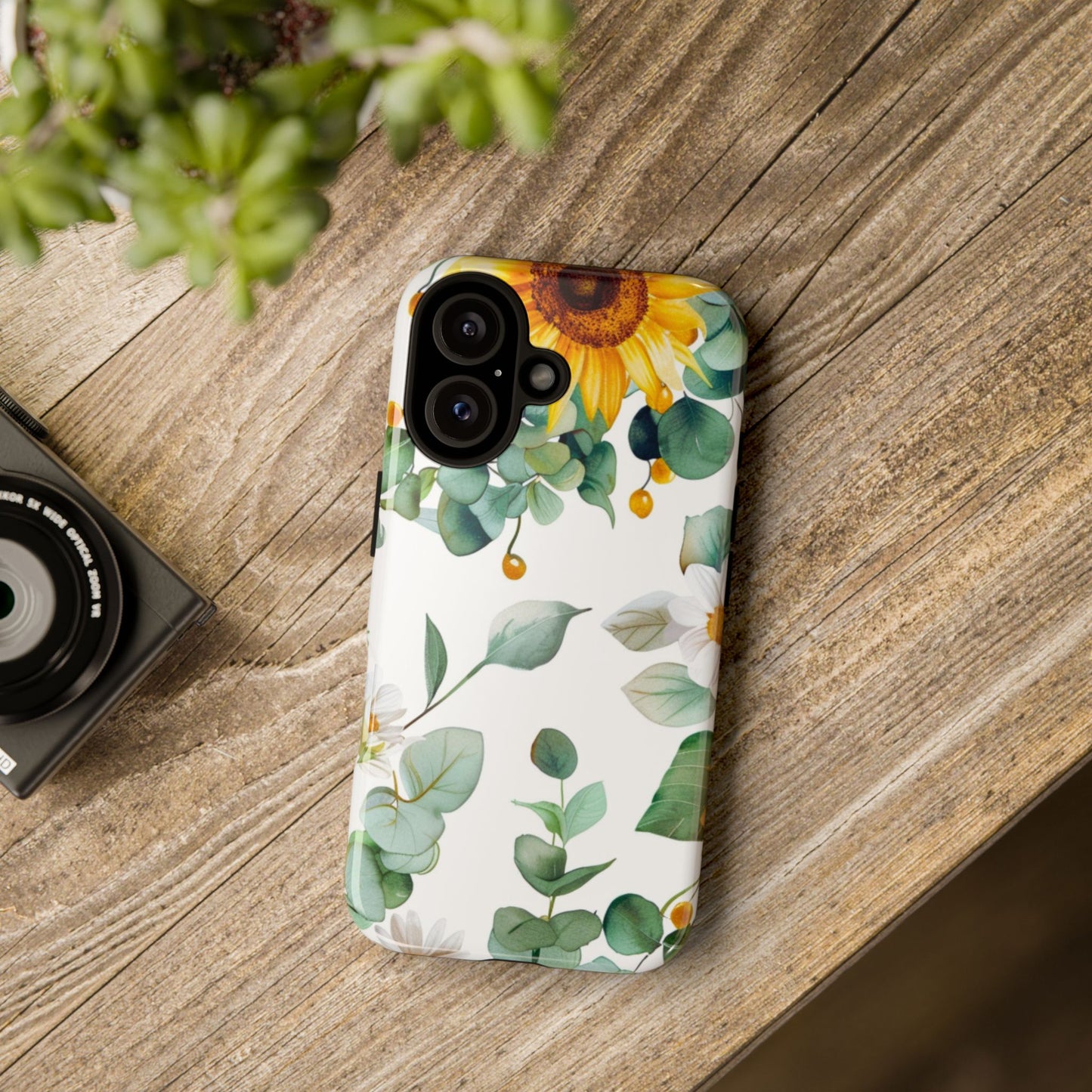 Sunflower & Eucalyptus Tough Phone Case — Protective Floral iPhone Case