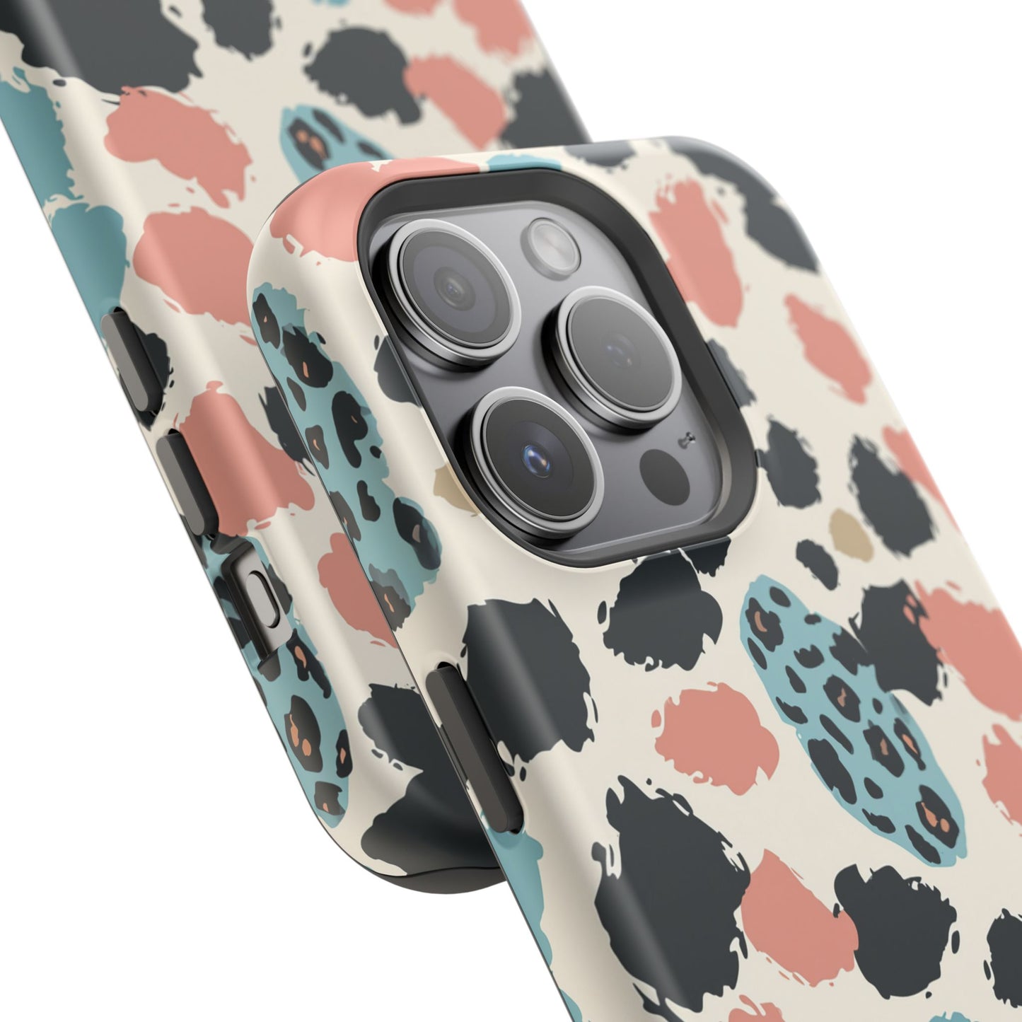 Leopard Splash Magnetic Impact Phone Case — Teal & Coral Animal Print