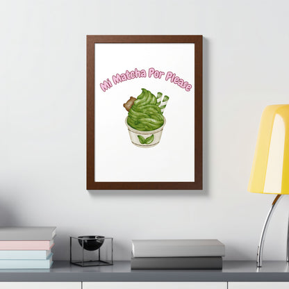 Cute Matcha Green Tea Framed Poster, Whimsical Kitchen Decor, Gift for Tea Lovers, Playful Wall Art, Coffee Shop Vibe