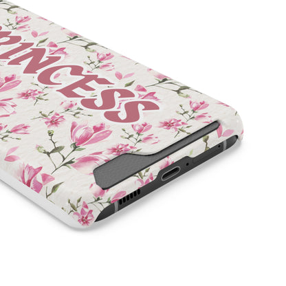 Chic Floral Phone Case with Card Holder for Princesses, Cute Floral Design, Gift for Her