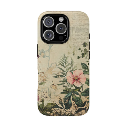 Floral Vintage Tough Case – Botanical Protective Phone Cover,Plants Lovers