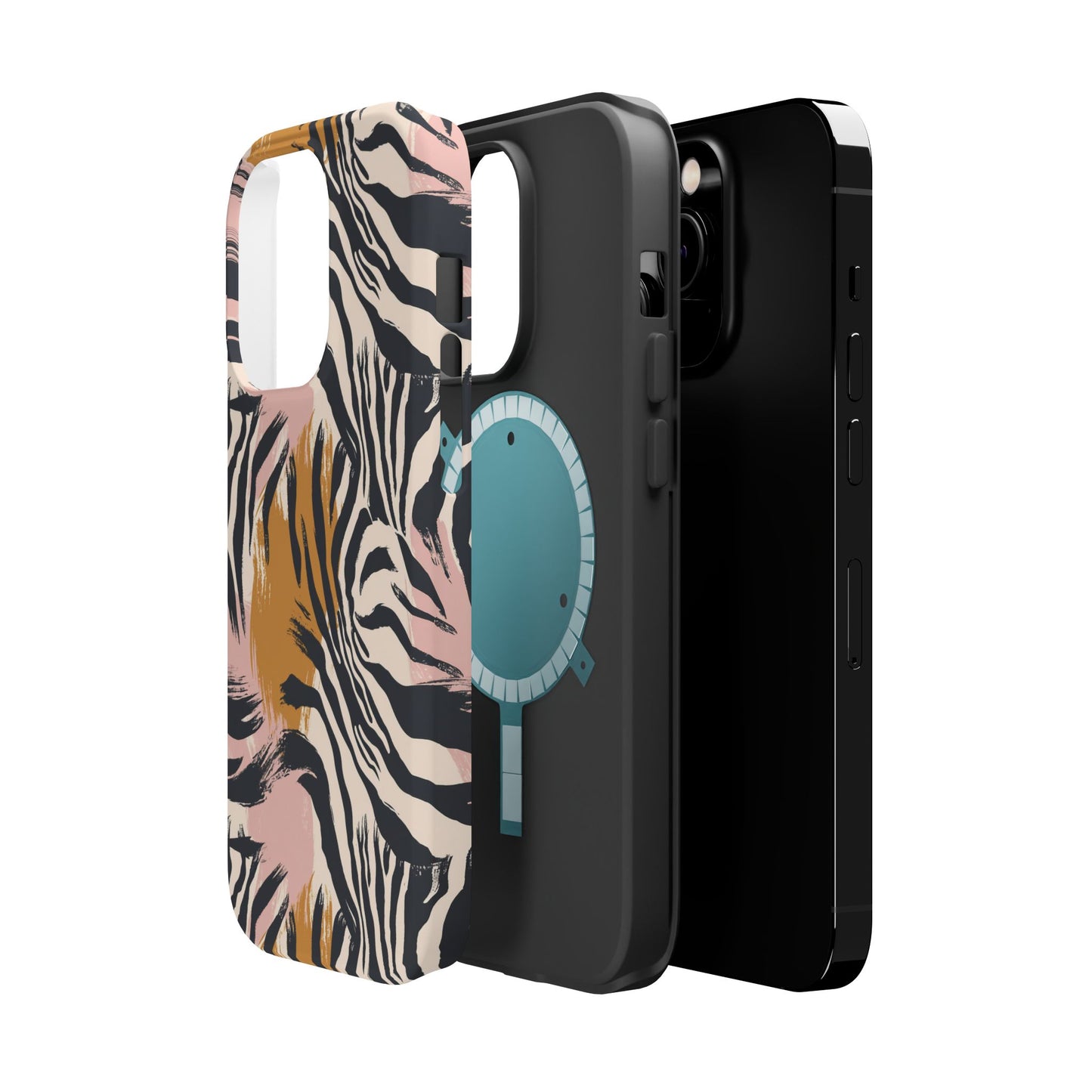 Zebra Brushstroke Magnetic Impact Phone Case,Africa Pattern