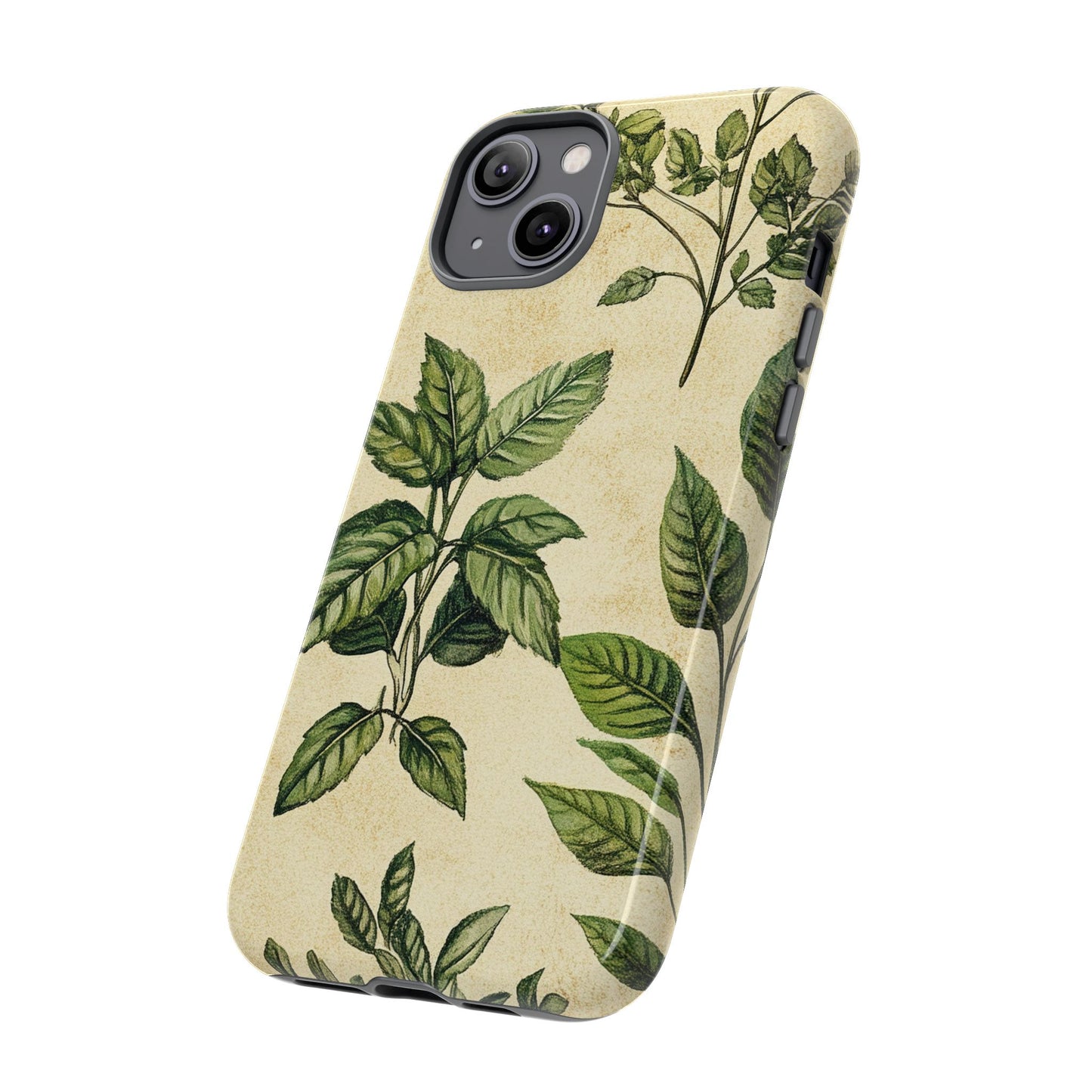 Botanical Leaves Tough Phone Case — Vintage Green Plant Print