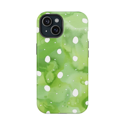 Green Watercolor Polka Dot Magnetic Impact Phone Case