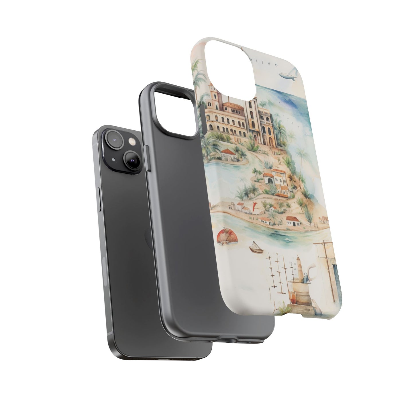 Hard Phone Case — Watercolor Fantasy Map Castle Design