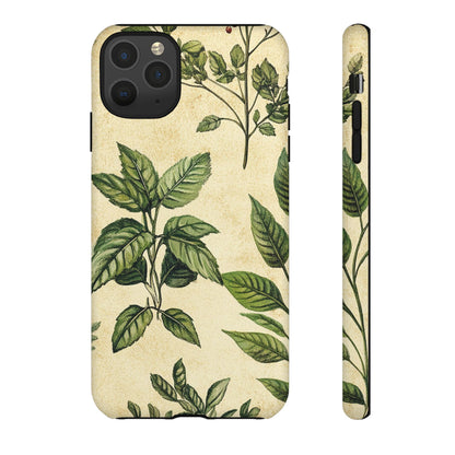 Botanical Leaves Tough Phone Case — Vintage Green Plant Print