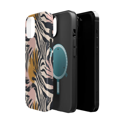 Zebra Brushstroke Magnetic Impact Phone Case,Africa Pattern