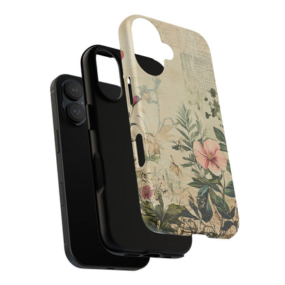 Floral Vintage Tough Case – Botanical Protective Phone Cover,Plants Lovers