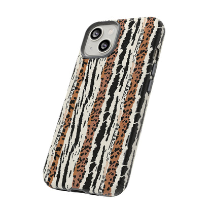 Animal Stripe Phone Case — Leopard & Zebra Pattern Tough Protective Cover,Africa Pattern .