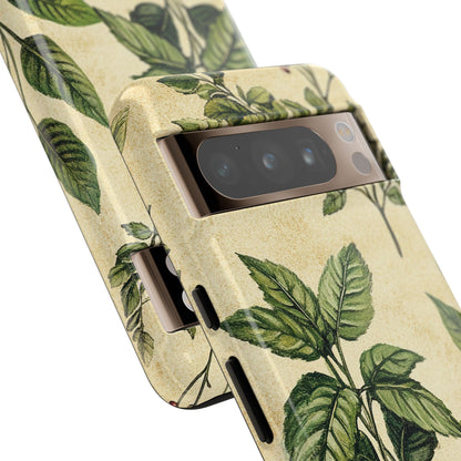 Botanical Leaves Tough Phone Case — Vintage Green Plant Print