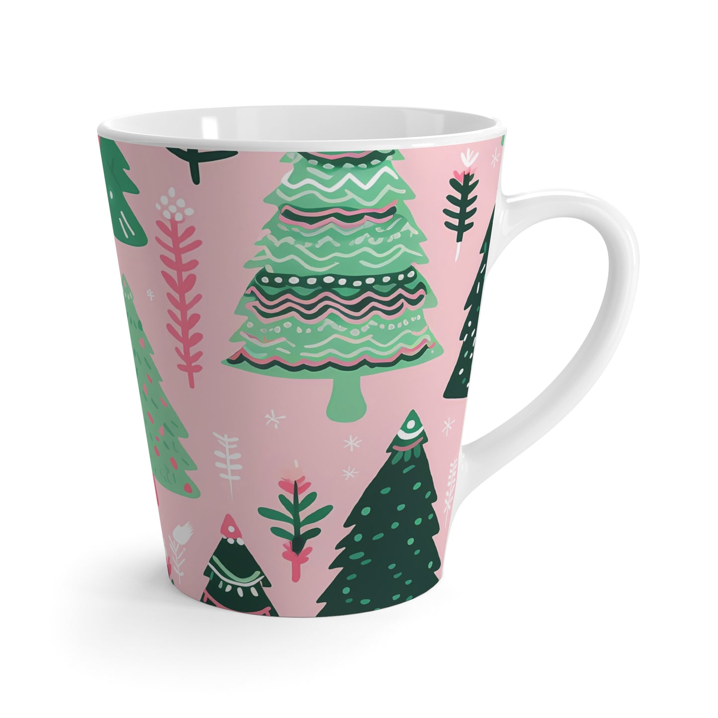 Holiday Cheer Latte Mug - Festive Christmas Tree Design a perfect gift for her , great for holidays