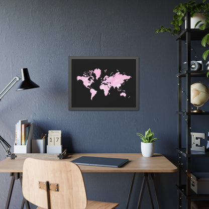 Pink Watercolor World Map Framed Poster,Coquette Poster