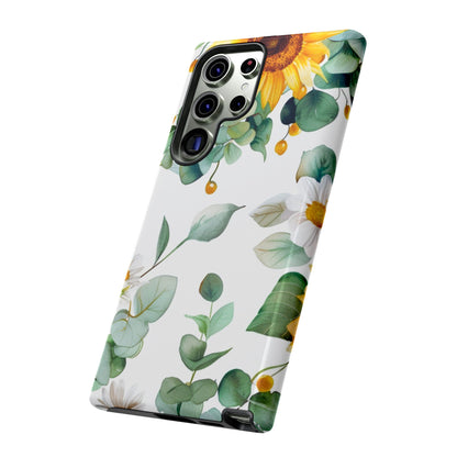 Sunflower & Eucalyptus Tough Phone Case — Protective Floral iPhone Case