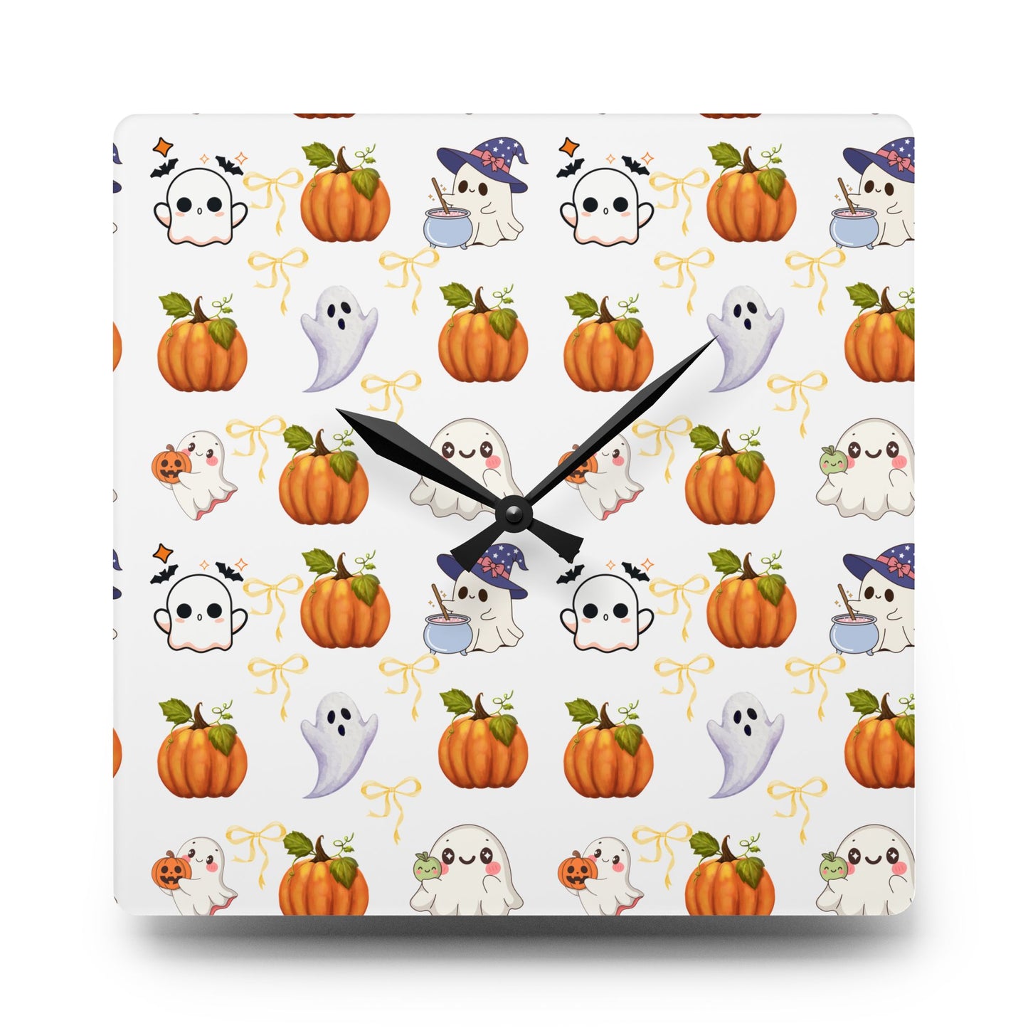 Halloween Themed Acrylic Wall Clock, Cute Pumpkin and Ghost Decor, Spooky Home Decoration, Fall Wall Art, Seasonal Clock