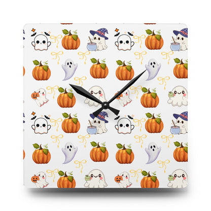 Halloween Themed Acrylic Wall Clock, Cute Pumpkin and Ghost Decor, Spooky Home Decoration, Fall Wall Art, Seasonal Clock