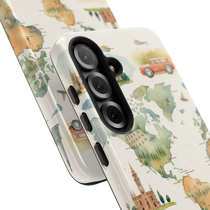 Hard Phone Case — Watercolor Fantasy Map Castle Design