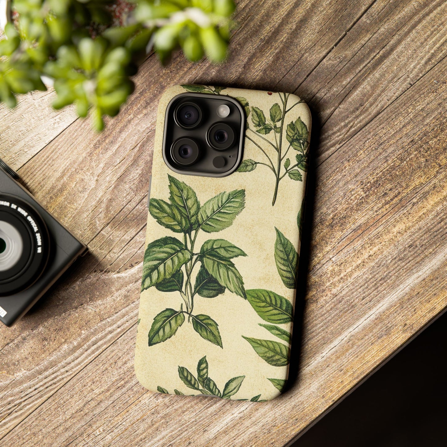 Botanical Leaves Tough Phone Case — Vintage Green Plant Print