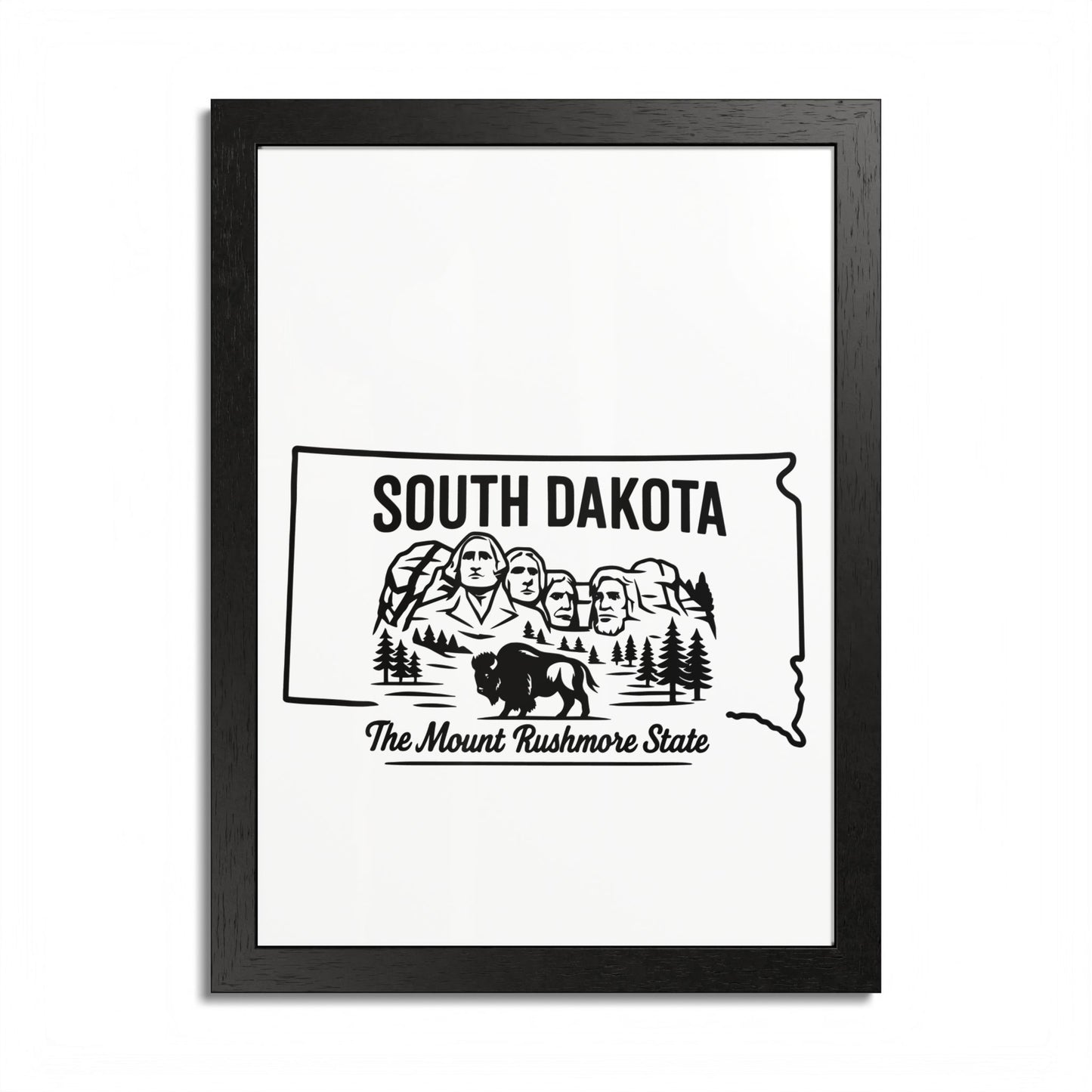 South Dakota State Framed Poster — The Evergreen State Vintage Map Print,Perfect Gift For Her,For Him.
