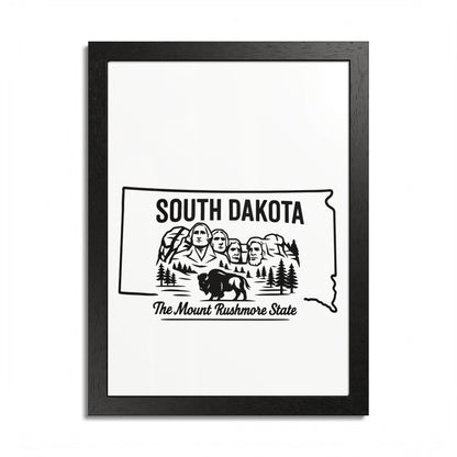 South Dakota State Framed Poster — The Evergreen State Vintage Map Print,Perfect Gift For Her,For Him.