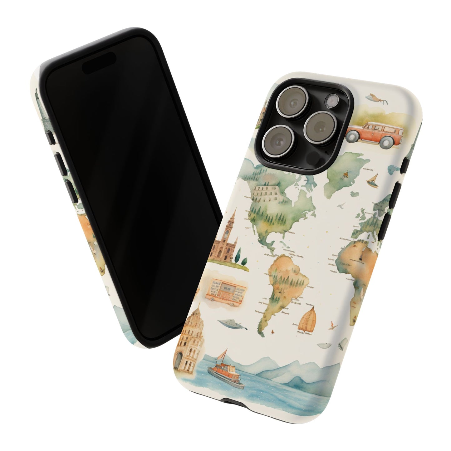 Hard Phone Case — Watercolor Fantasy Map Castle Design