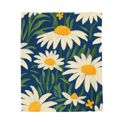 Daisy Field Velveteen Plush Blanket — Soft Floral Throw for Cozy Home & Gifts