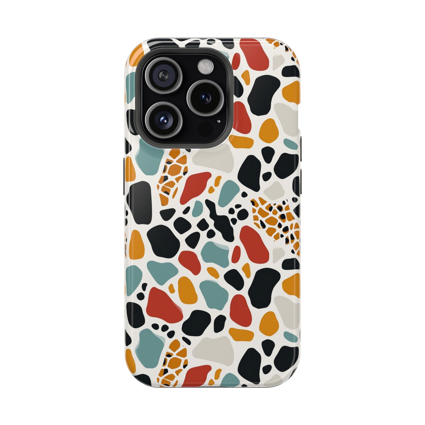 Terrazzo Pattern Magnetic Impact Phone Case — Colorful Retro Pebble Design