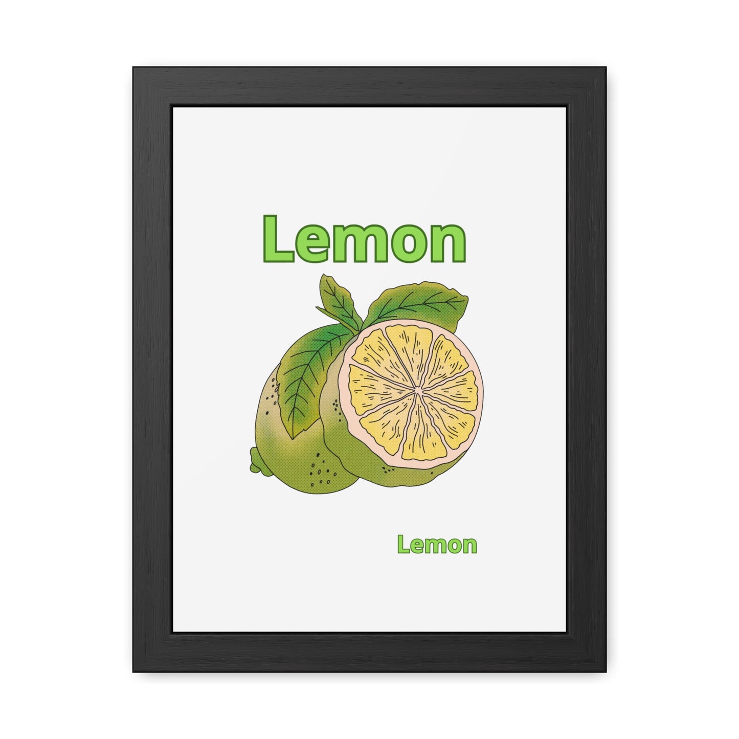 Lemon Framed Poster, Bright Home Decor, Kitchen Art, Gift for Citrus Lovers, Fresh Farmhouse Style