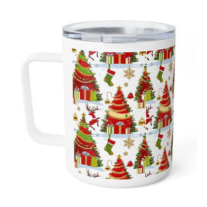Festive Insulated Coffee Mug, Holiday Coffee Cup, Christmas Gift Mug, Winter Beverage Tumbler, Cute Coffee Drinkware