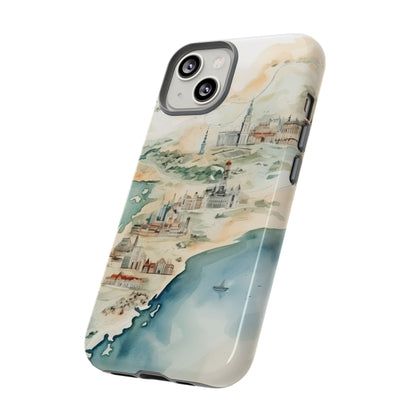 Hard Phone Case — Watercolor Fantasy Map Castle Design