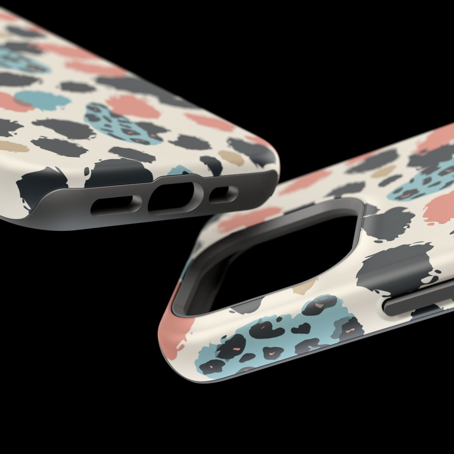 Leopard Splash Magnetic Impact Phone Case — Teal & Coral Animal Print