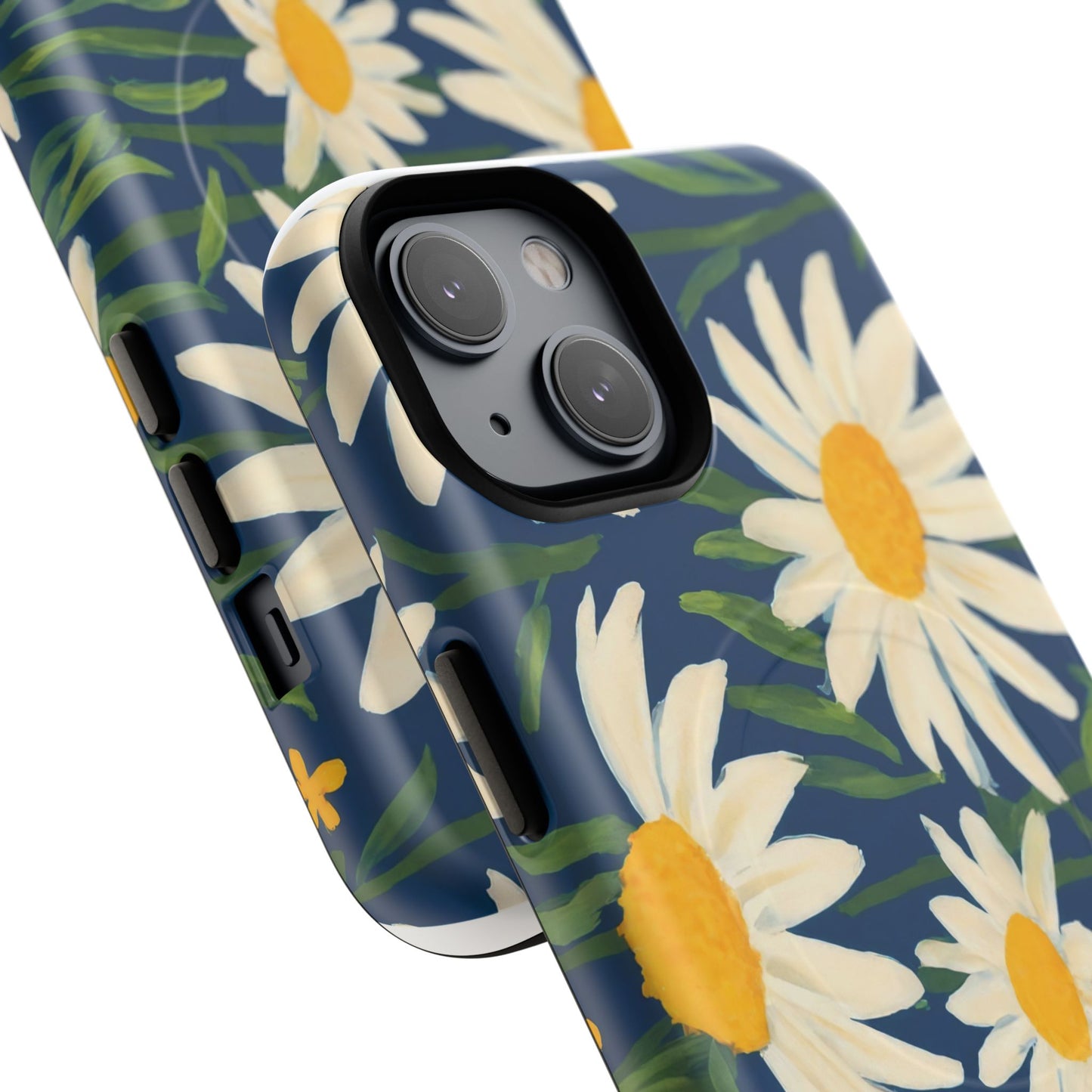 Daisy Floral IPhone Case-Tough Magnetic Cover ,Glossy Finish ,Retro Botanical Flower  Design.